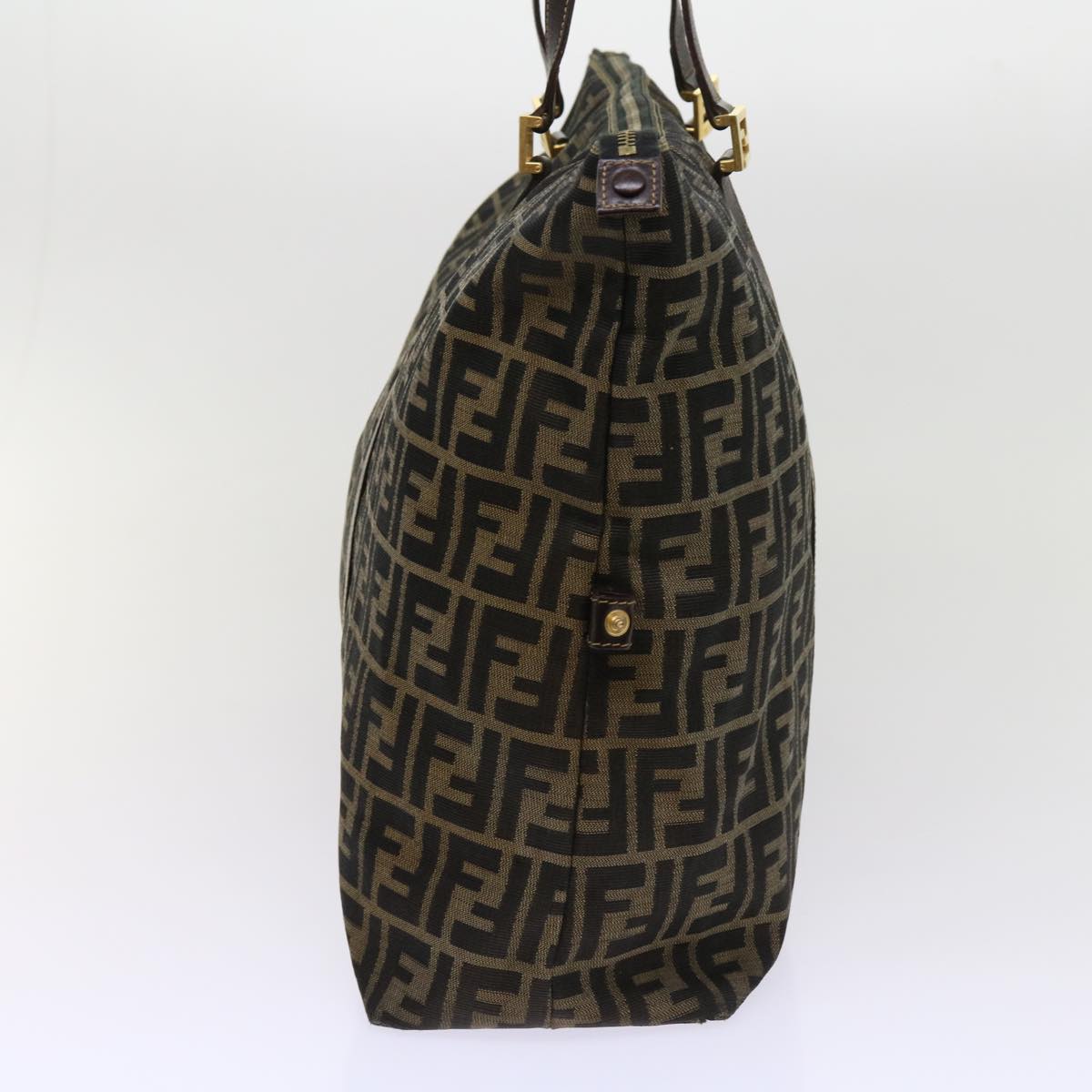 FENDI Zucca Canvas Shoulder Bag Black Brown 63819