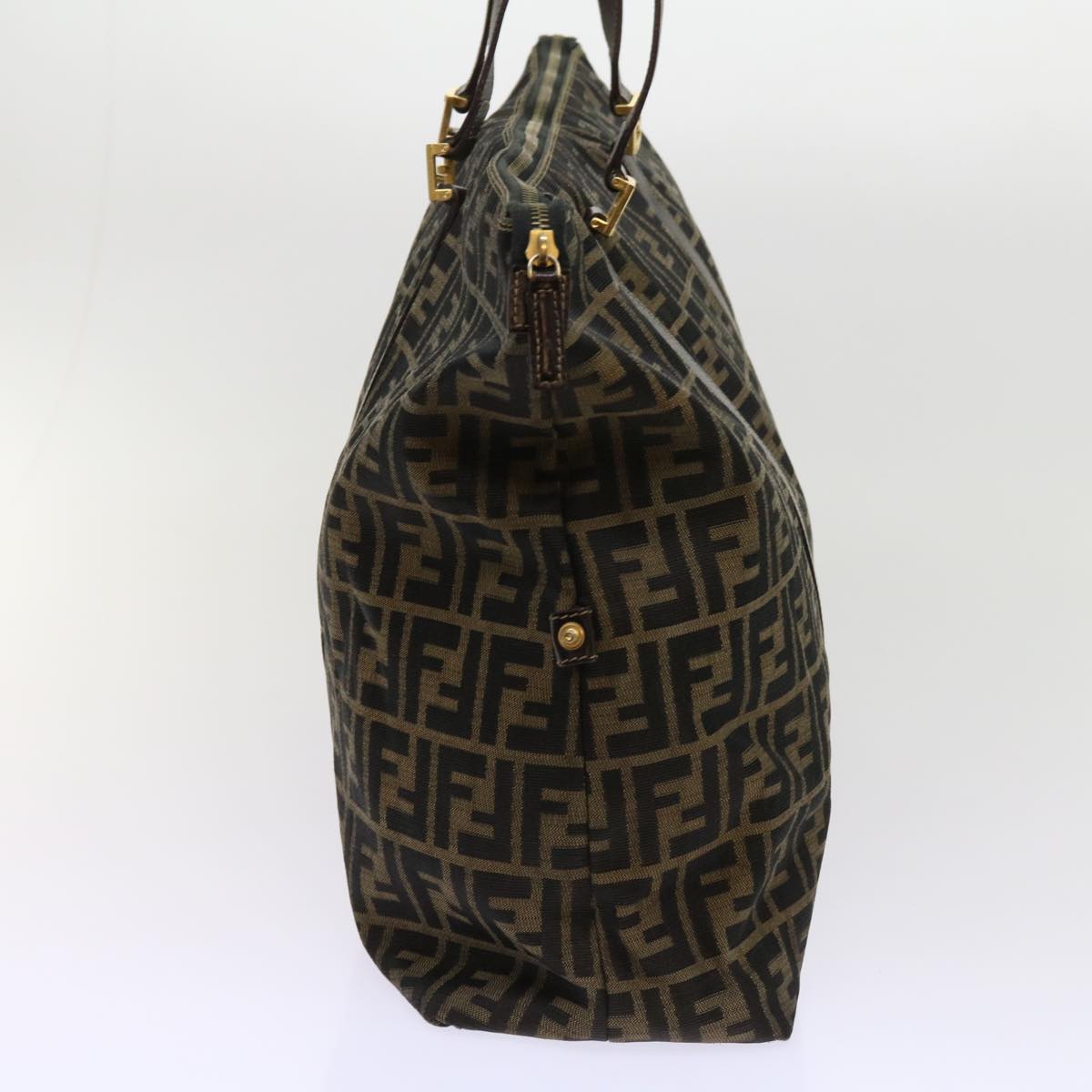 FENDI Zucca Canvas Shoulder Bag Black Brown 63819