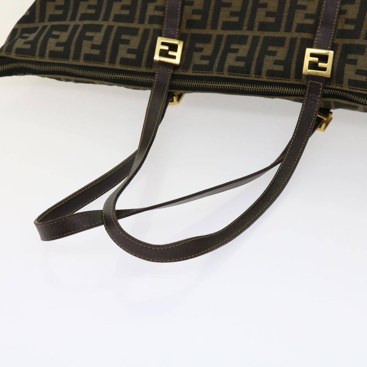 FENDI Zucca Canvas Shoulder Bag Black Brown 63819