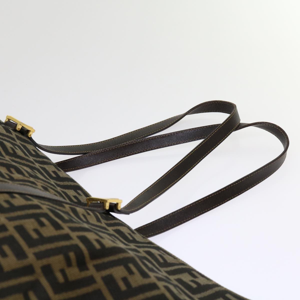 FENDI Zucca Canvas Shoulder Bag Black Brown 63819