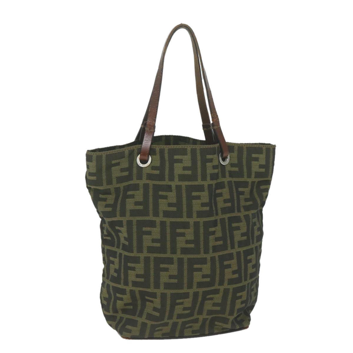 FENDI Zucca Canvas Tote Bag Black Brown 63898