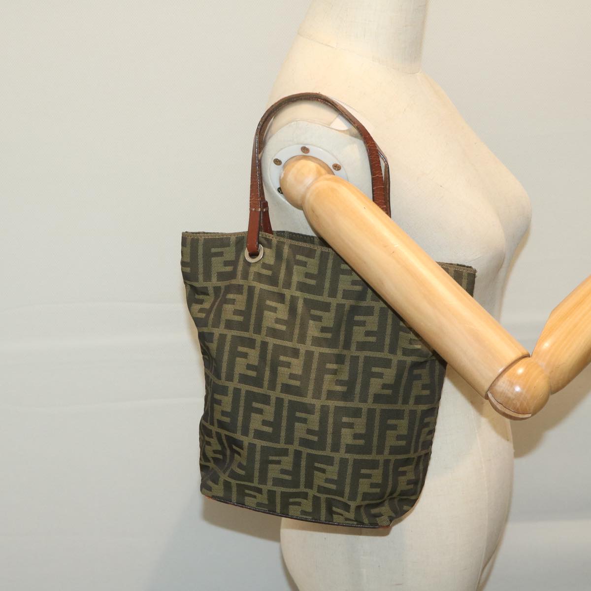 FENDI Zucca Canvas Tote Bag Black Brown 63898