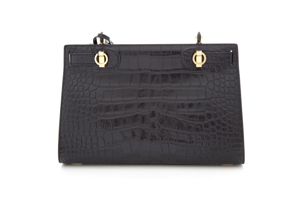 Tory Burch Black Croc Embossed Handbag