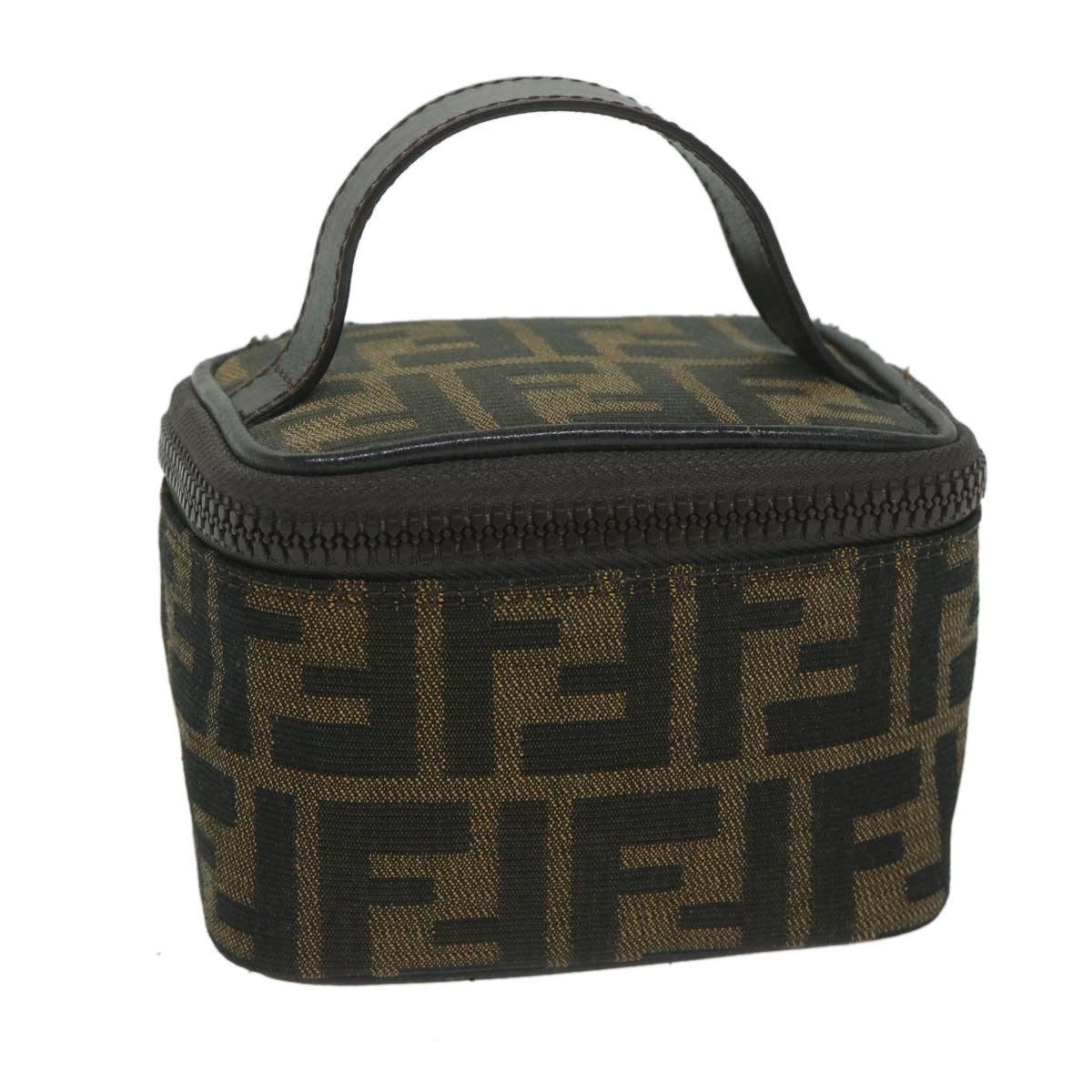 FENDI Zucca Canvas Vanity Pouch Brown Black 63932