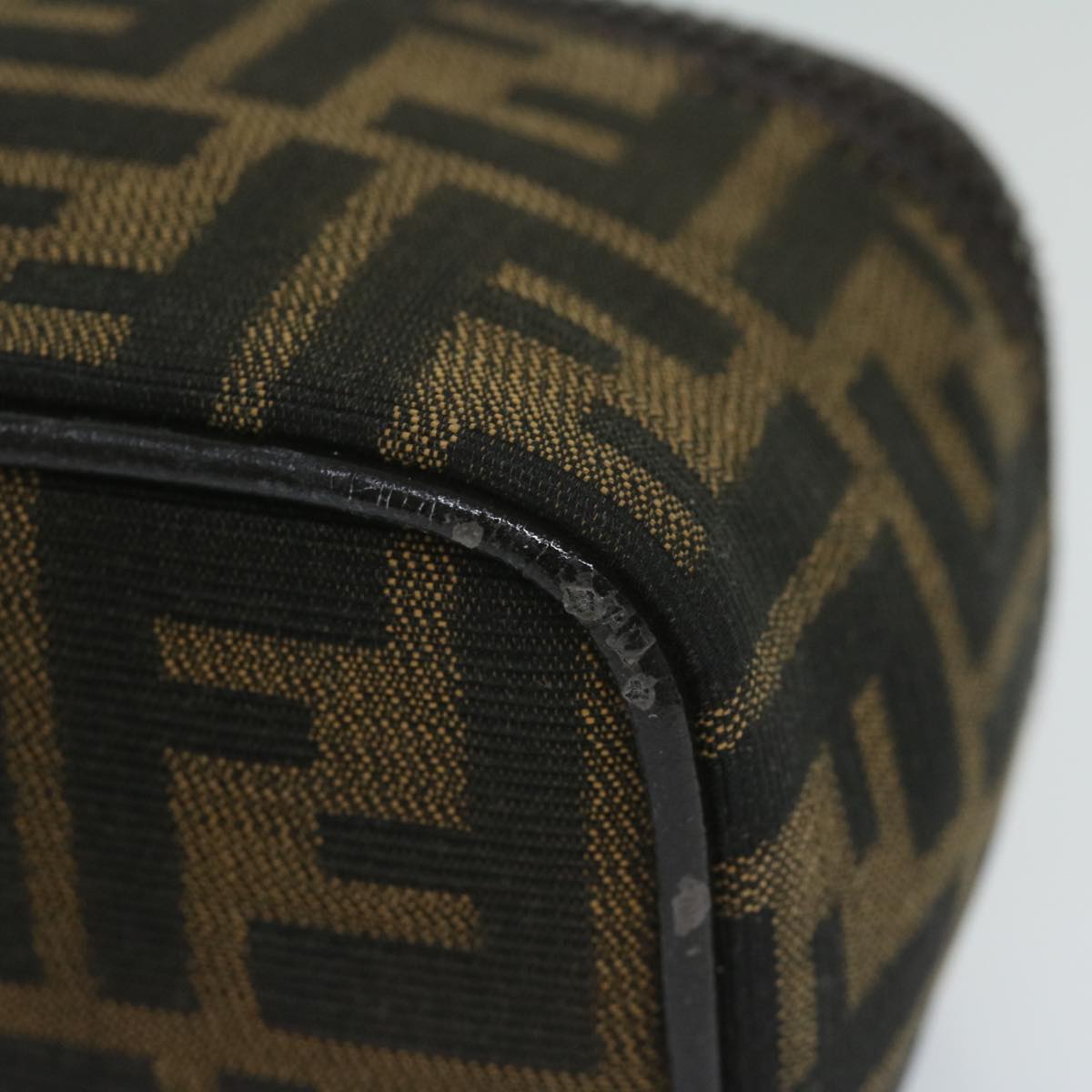 FENDI Zucca Canvas Vanity Pouch Brown Black 63932
