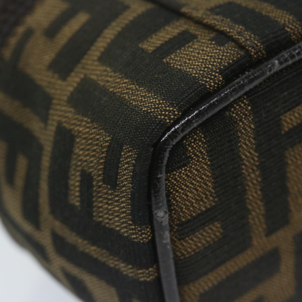 FENDI Zucca Canvas Vanity Pouch Brown Black 63932