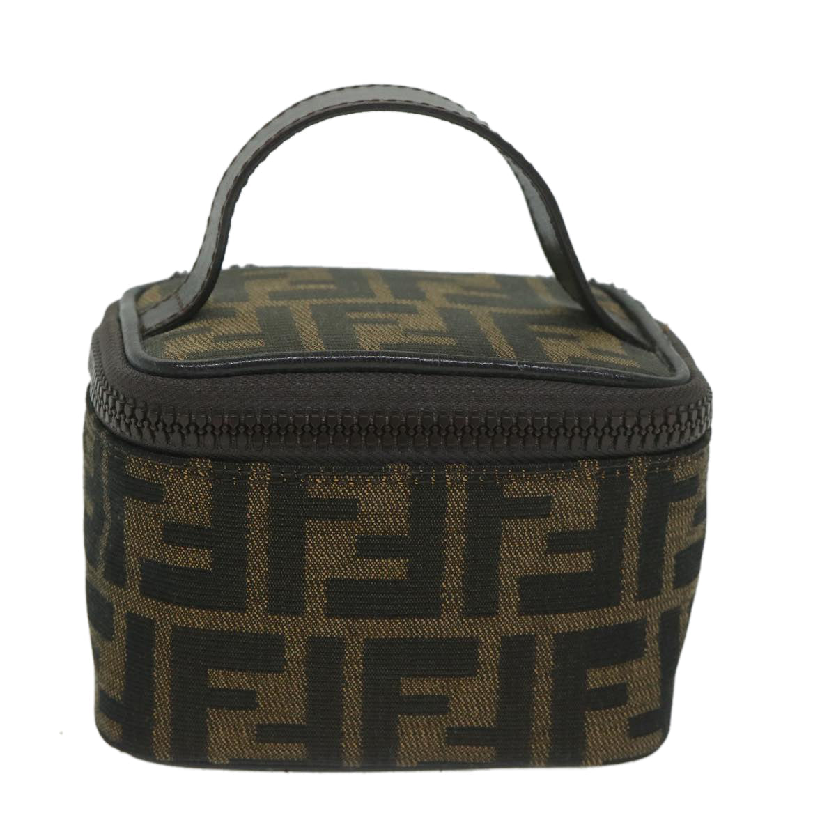 FENDI Zucca Canvas Vanity Pouch Brown Black 63932