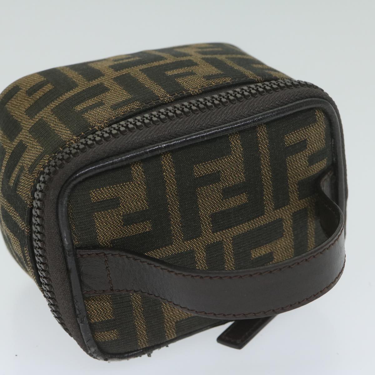 FENDI Zucca Canvas Vanity Pouch Brown Black 63932