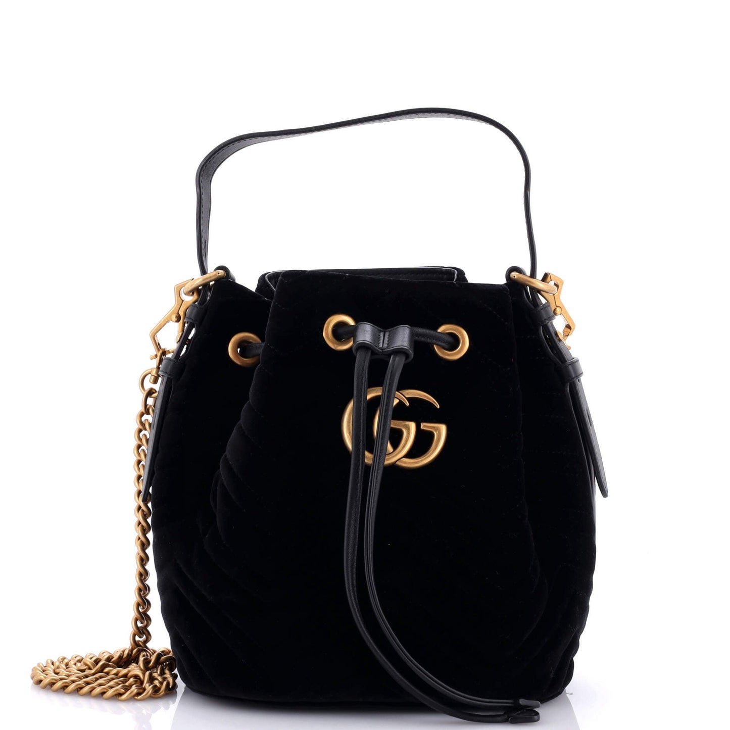 GG Marmont Bucket Bag Matelasse Velvet Small