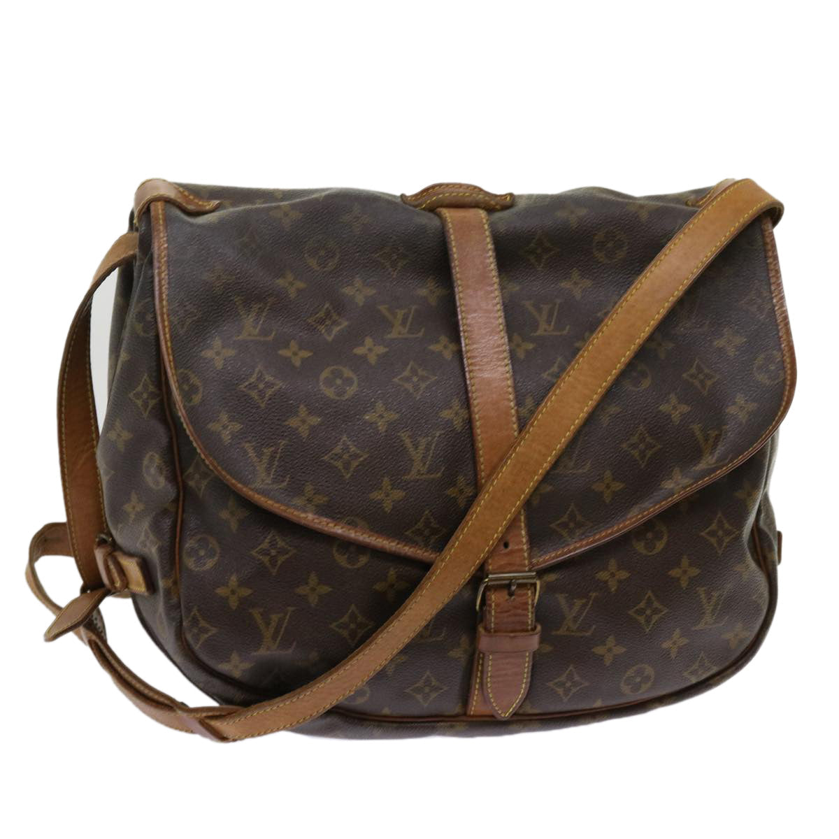 LOUIS VUITTON Monogram Saumur 35 Shoulder Bag M42254 LV 64074