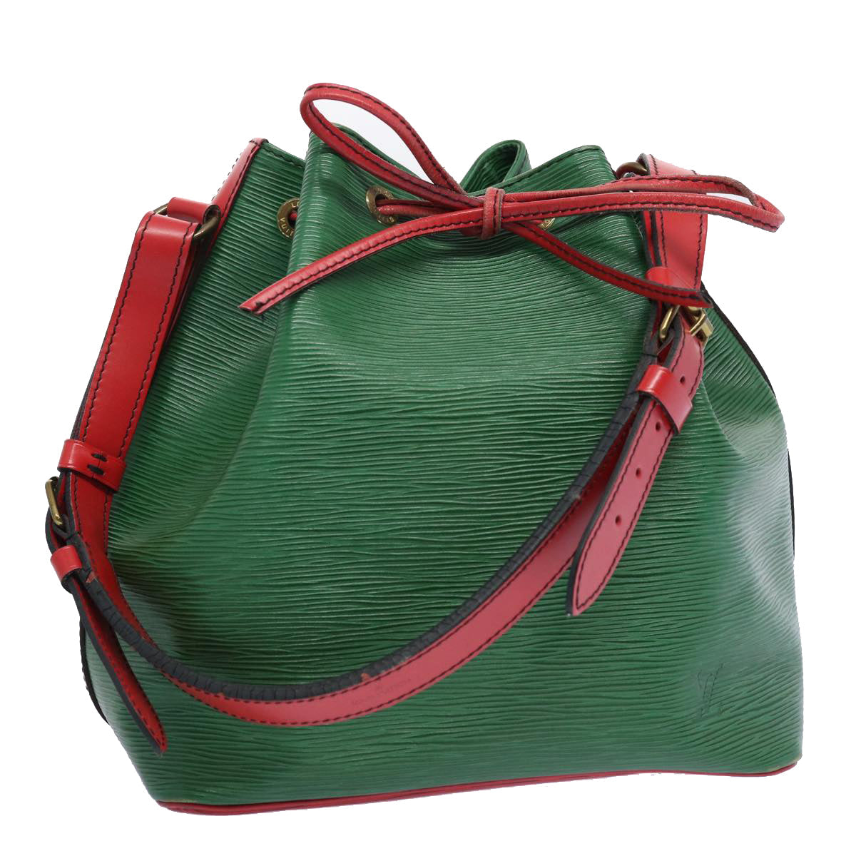 LOUIS VUITTON Epi Petit Noe Shoulder Bag Bicolor Green Red M44147 LV 64091