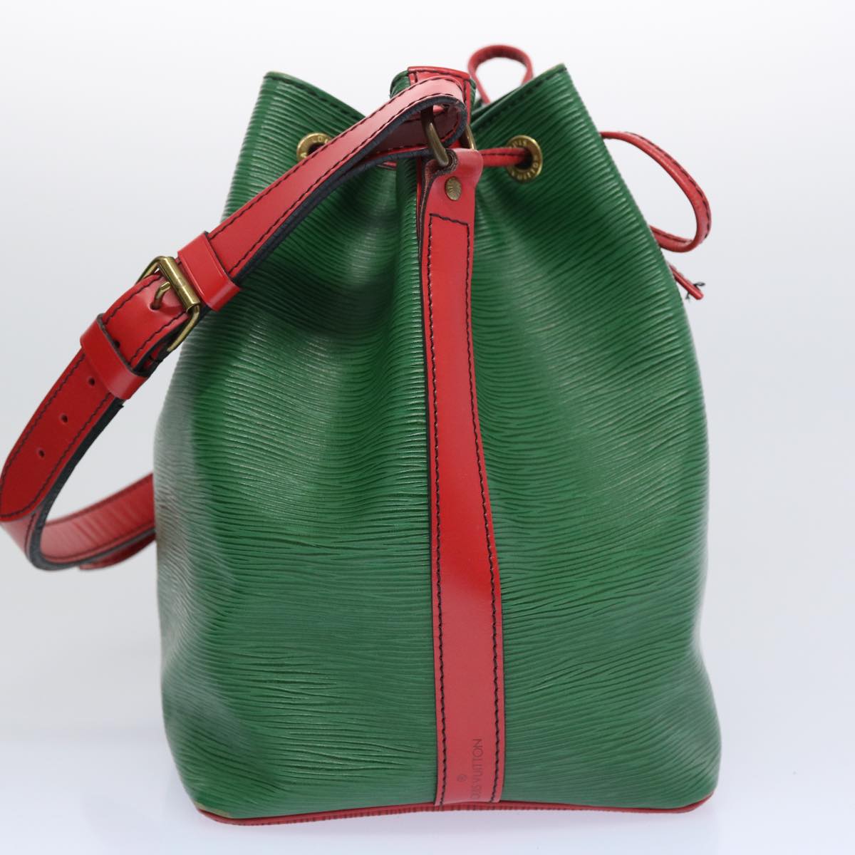 LOUIS VUITTON Epi Petit Noe Shoulder Bag Bicolor Green Red M44147 LV 64091