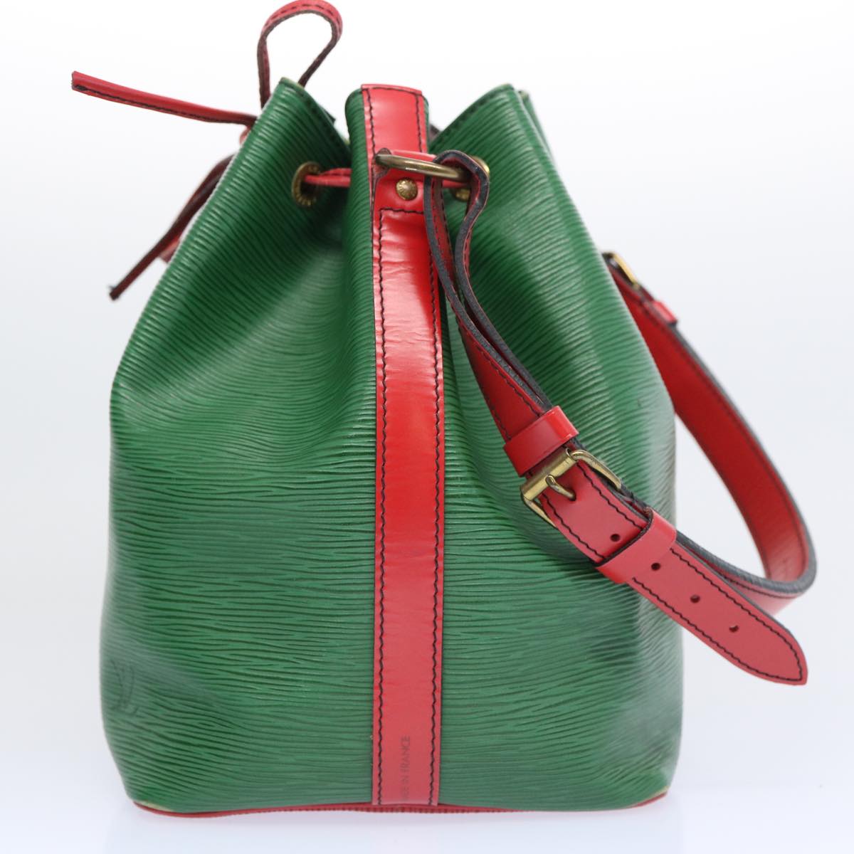 LOUIS VUITTON Epi Petit Noe Shoulder Bag Bicolor Green Red M44147 LV 64091