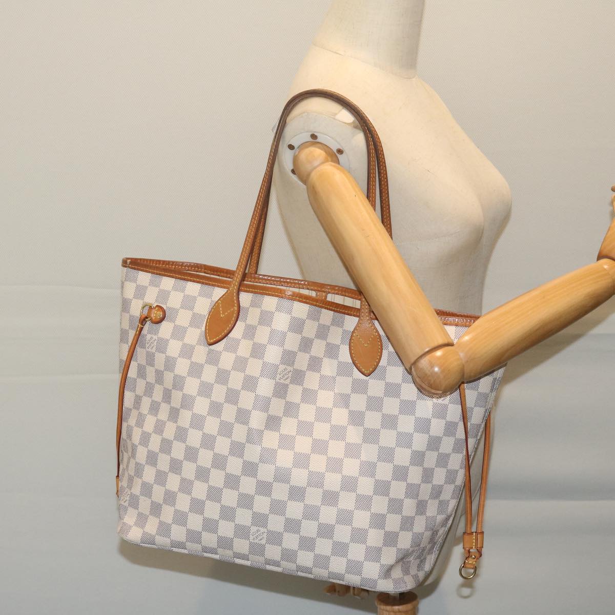 LOUIS VUITTON Damier Azur Neverfull MM Tote Bag N41605 LV 64098