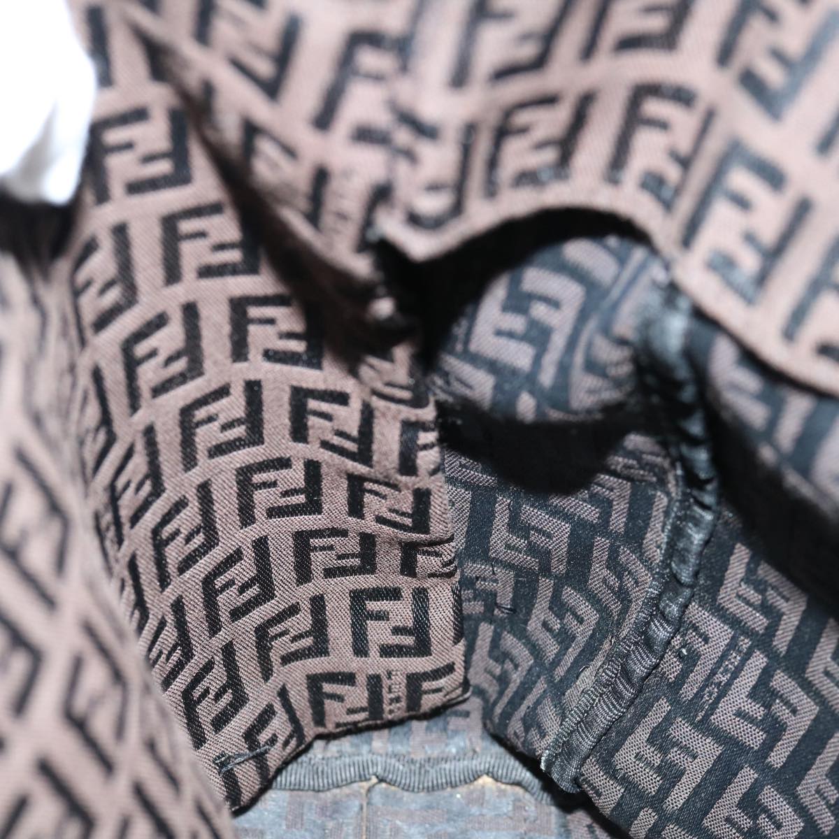 FENDI Zucchino Canvas Tote Bag Brown 64110