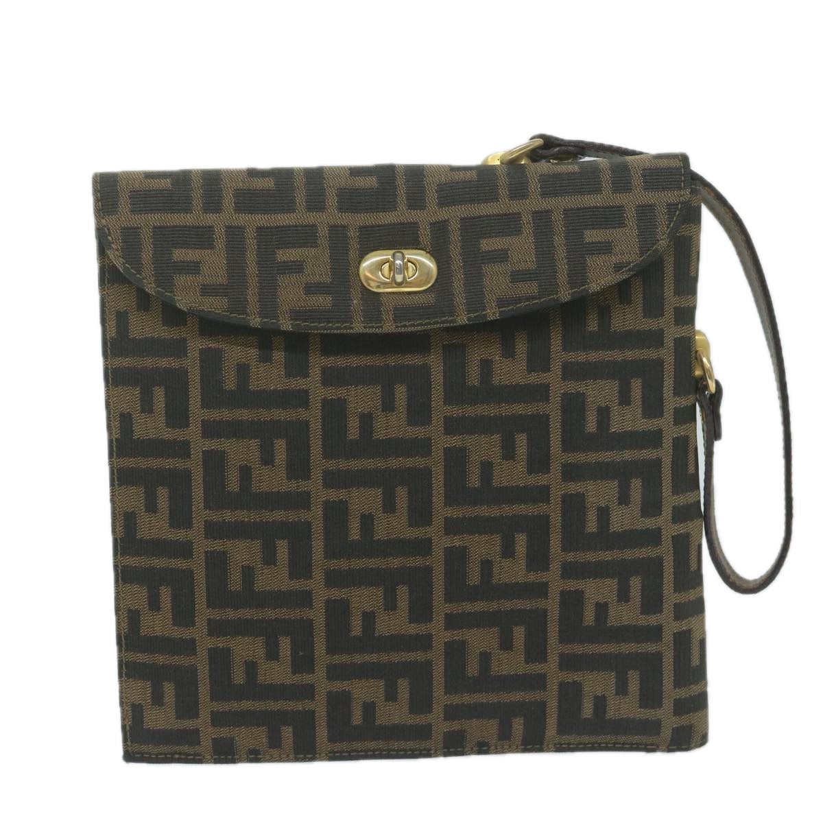 FENDI Zucca Canvas Hand Bag Black Brown 64269