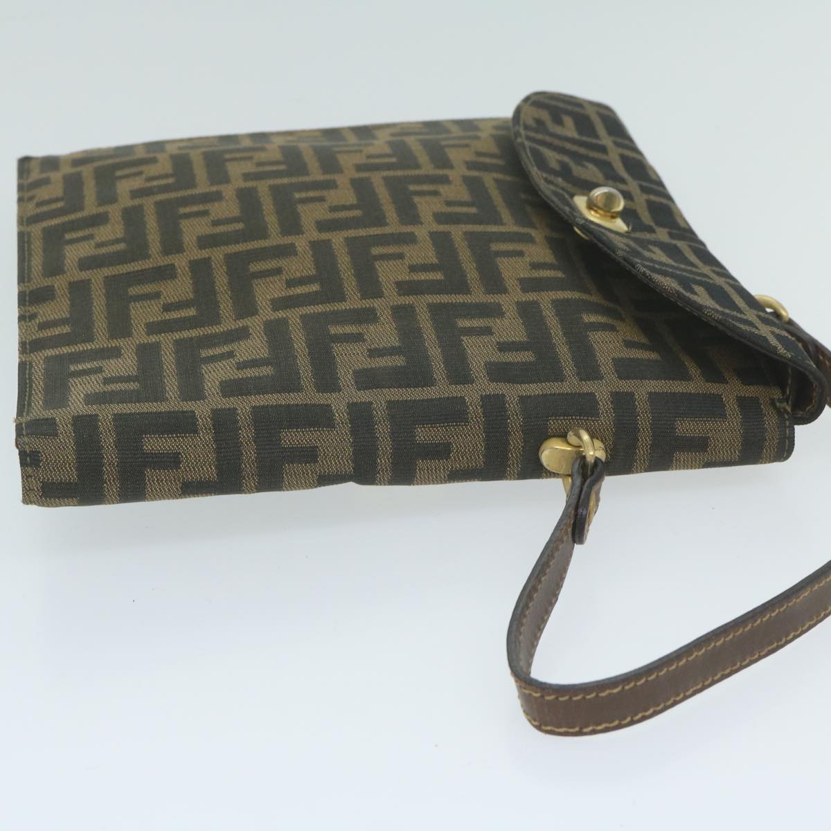 FENDI Zucca Canvas Hand Bag Black Brown 64269