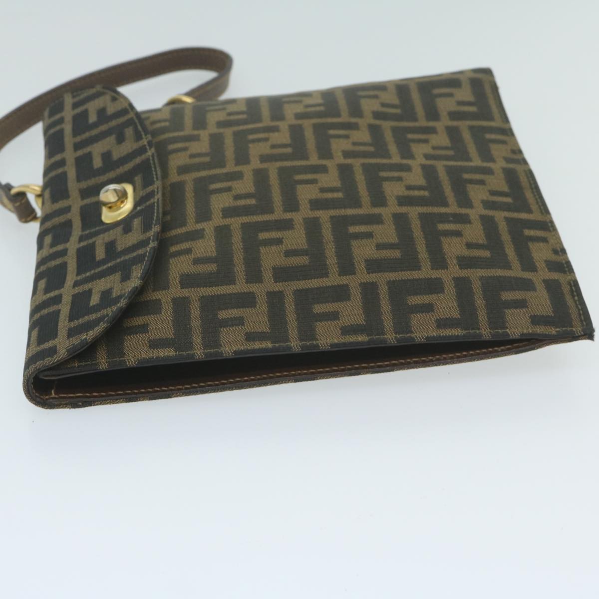 FENDI Zucca Canvas Hand Bag Black Brown 64269