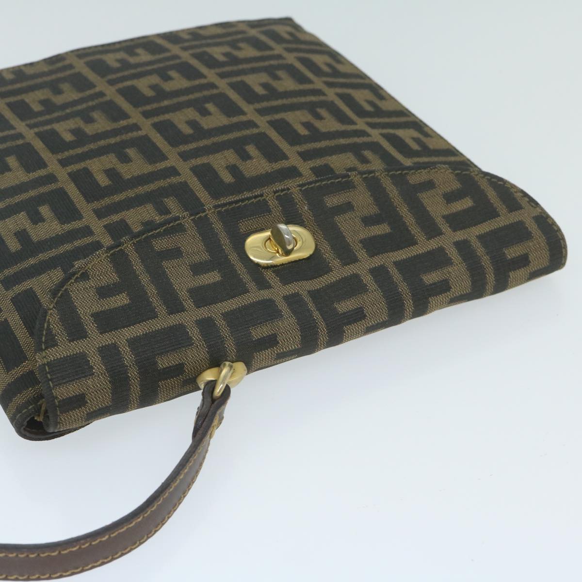 FENDI Zucca Canvas Hand Bag Black Brown 64269