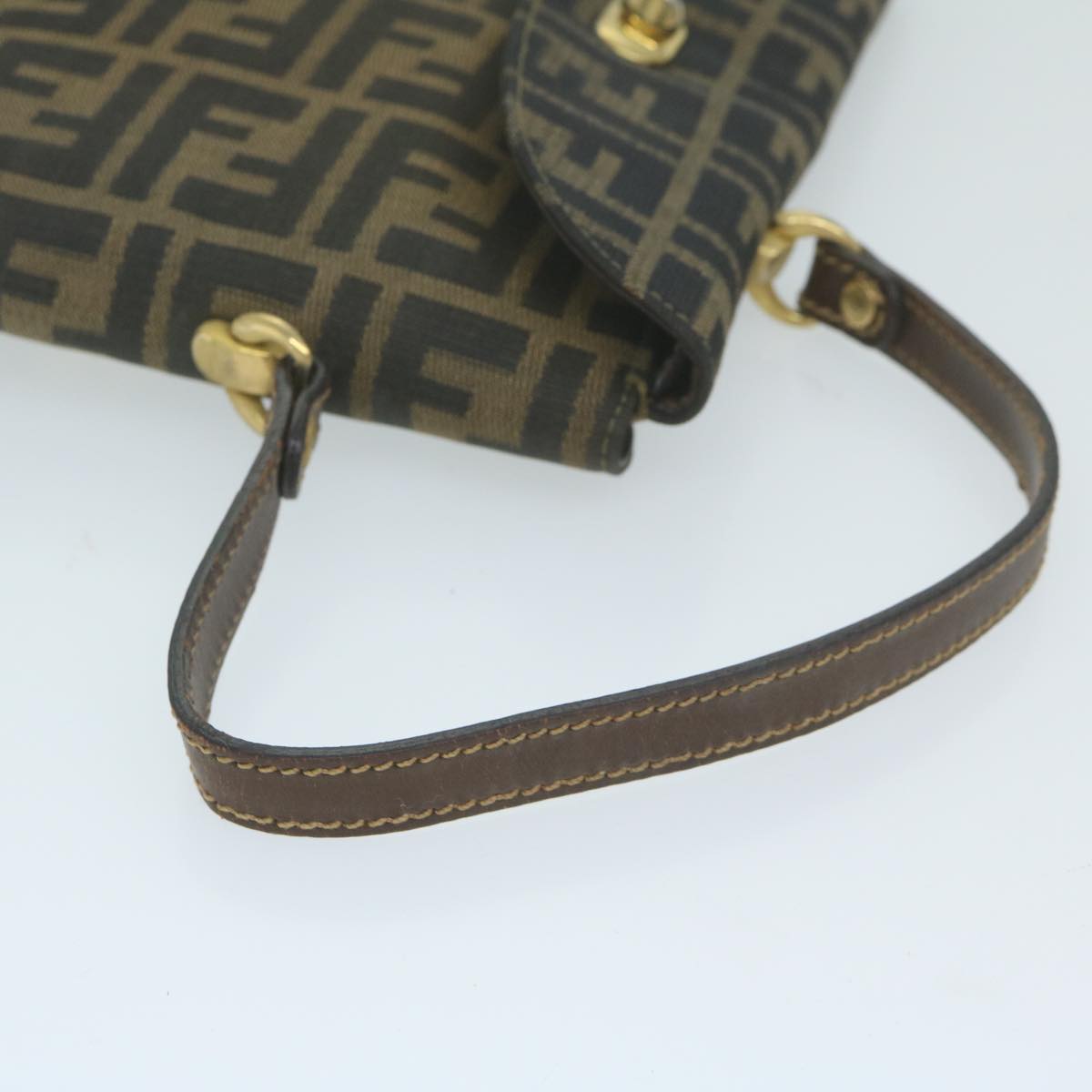 FENDI Zucca Canvas Hand Bag Black Brown 64269