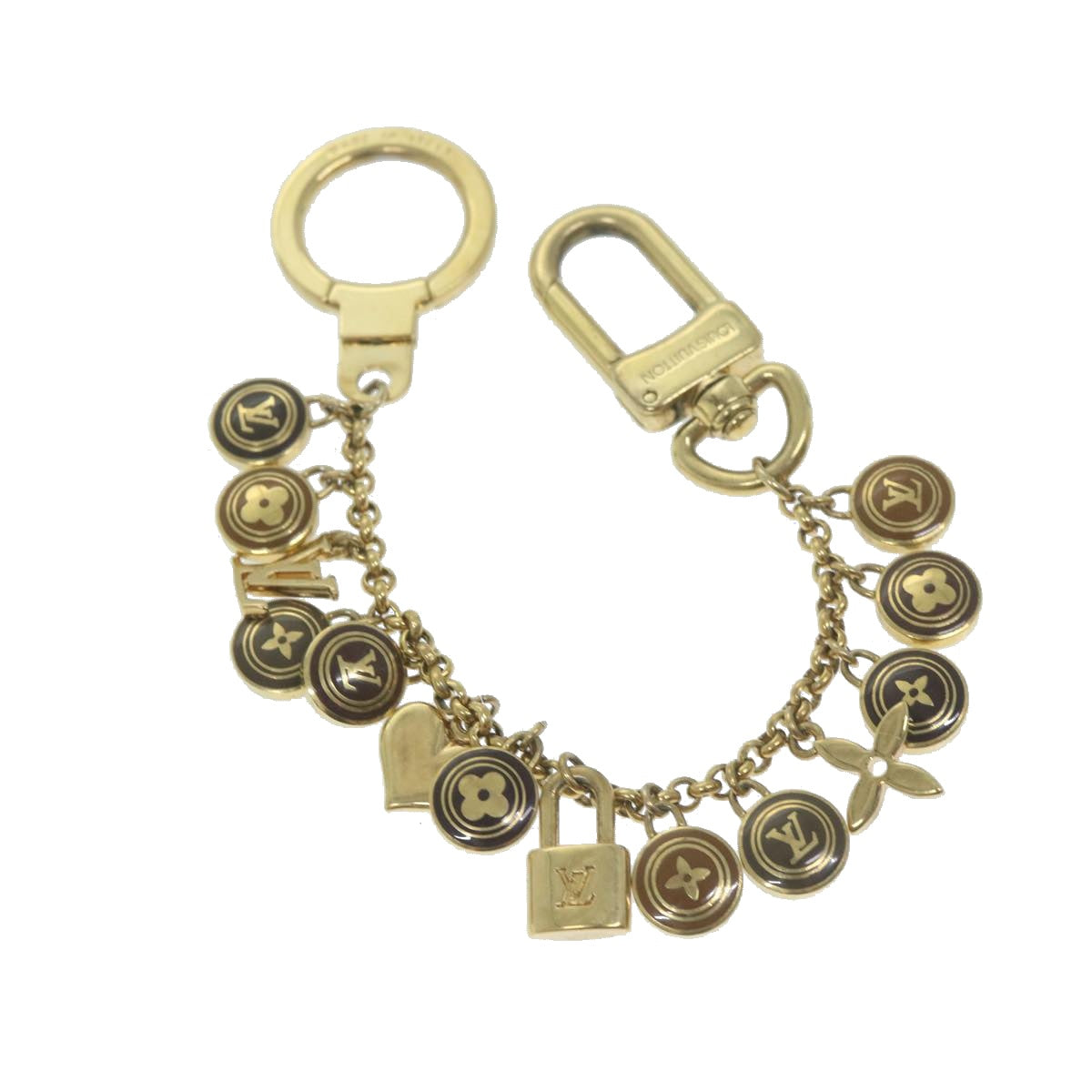 LOUIS VUITTON Monogram Porte Cles Chainne Pastilles Charm Gold M65380 64290