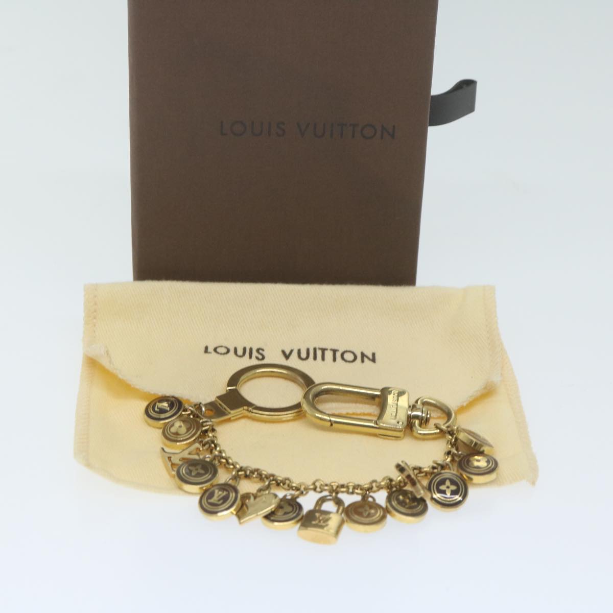 LOUIS VUITTON Monogram Porte Cles Chainne Pastilles Charm Gold M65380 64290