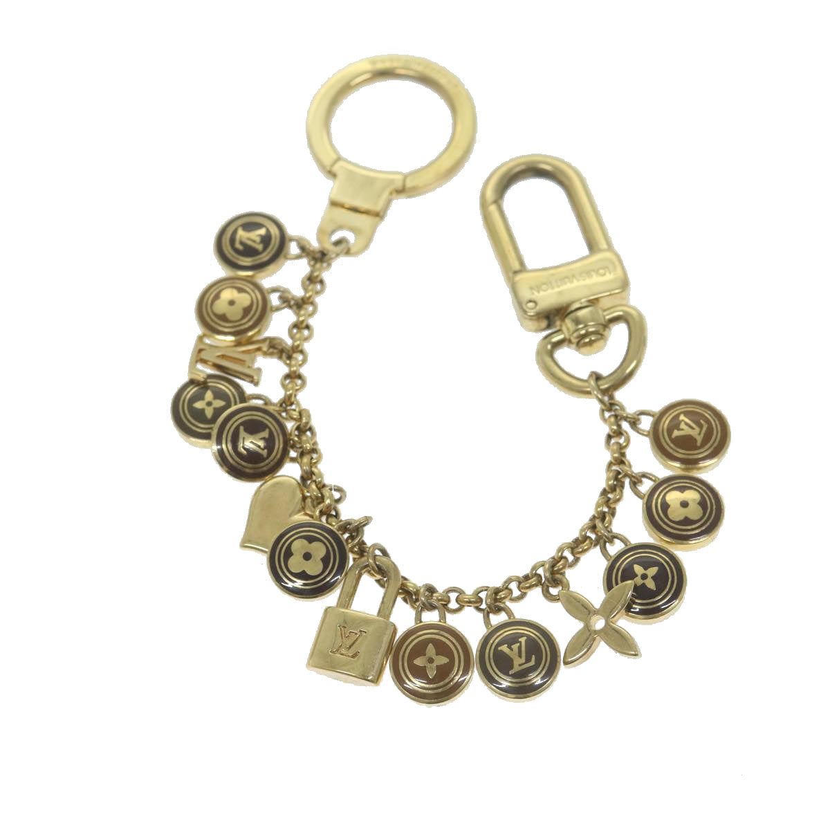LOUIS VUITTON Monogram Porte Cles Chainne Pastilles Charm Gold M65380 64290