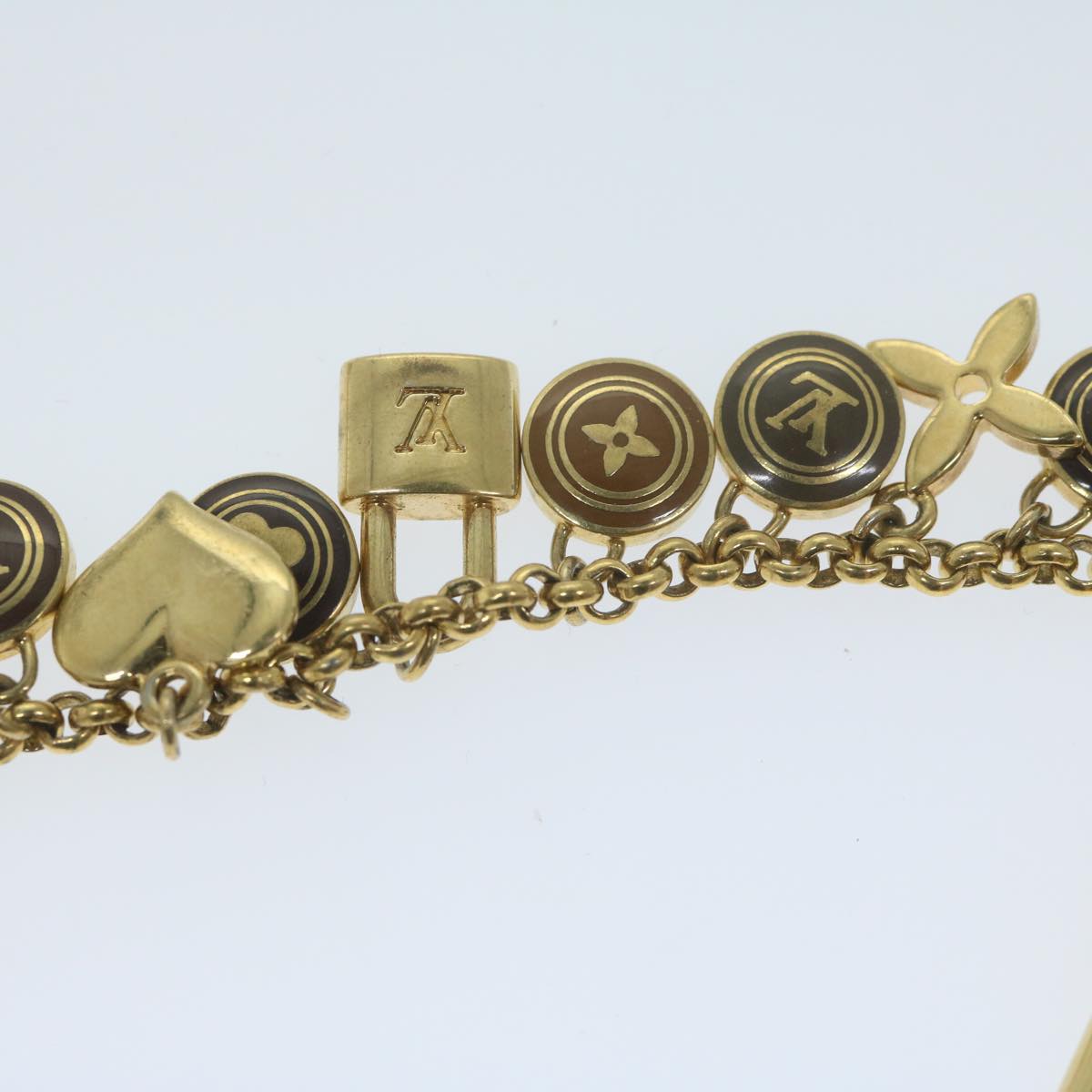 LOUIS VUITTON Monogram Porte Cles Chainne Pastilles Charm Gold M65380 64290