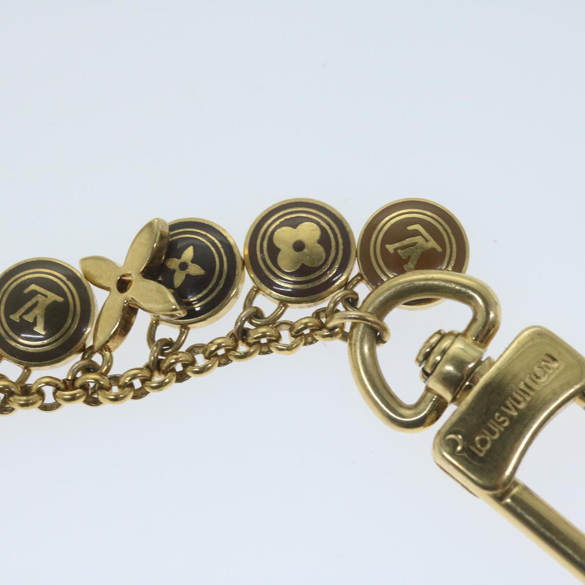 LOUIS VUITTON Monogram Porte Cles Chainne Pastilles Charm Gold M65380 64290