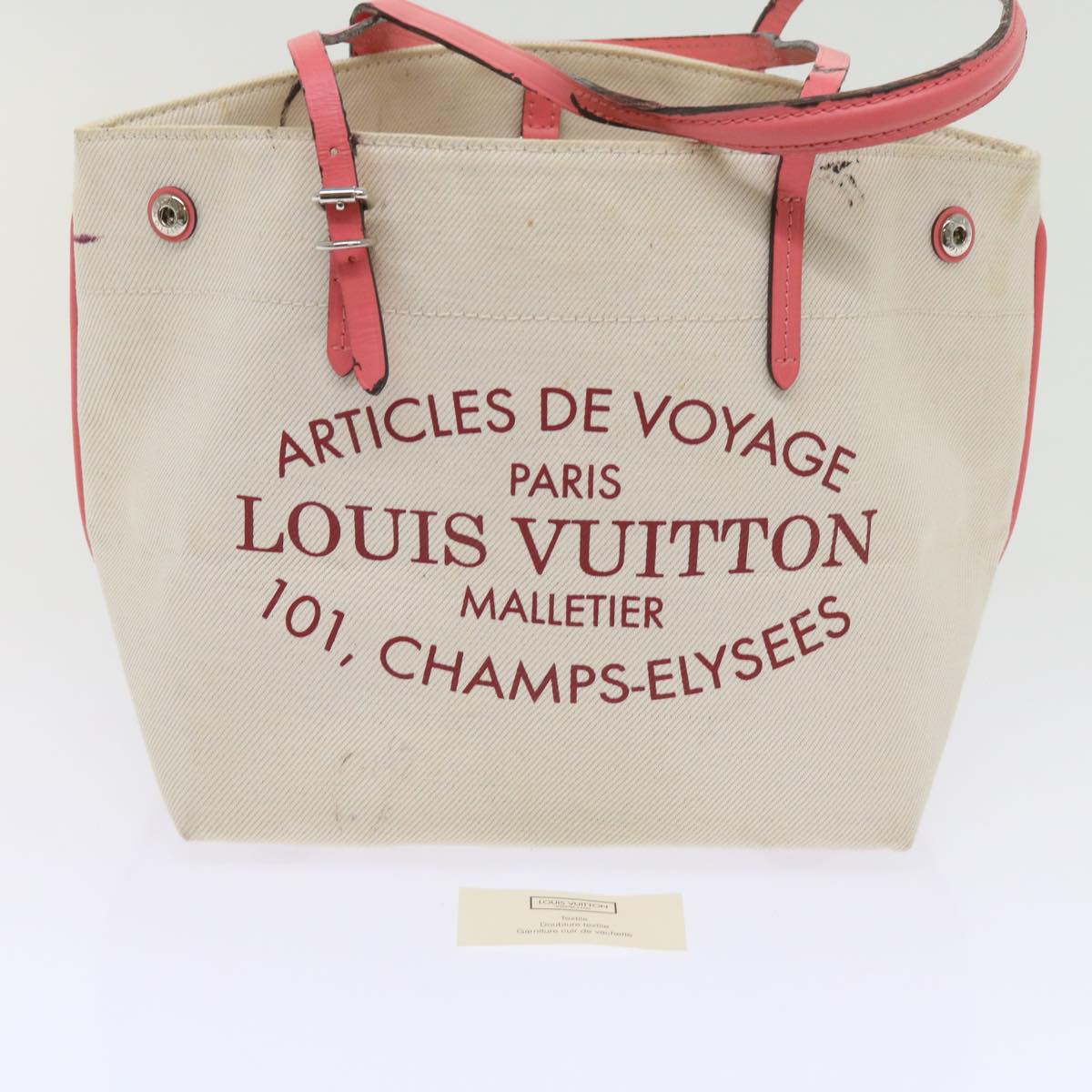 LOUIS VUITTON Cabas PM Tote Bag Canvas Beige Pink M94505 LV 64362