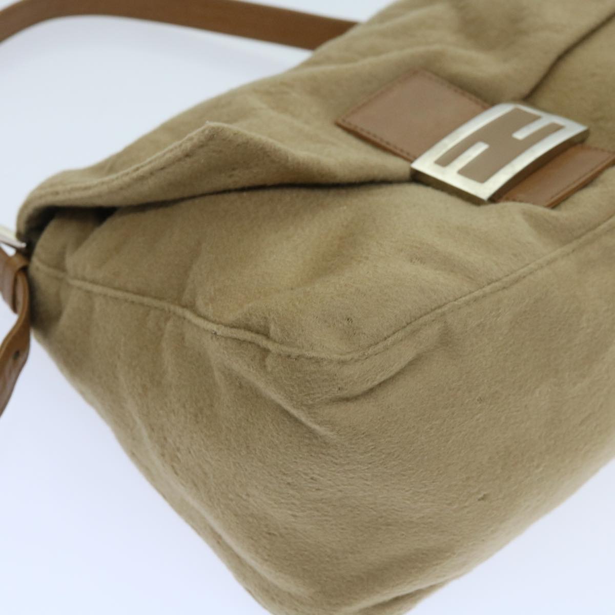 FENDI Mamma Baguette Shoulder Bag Wool Beige 64454