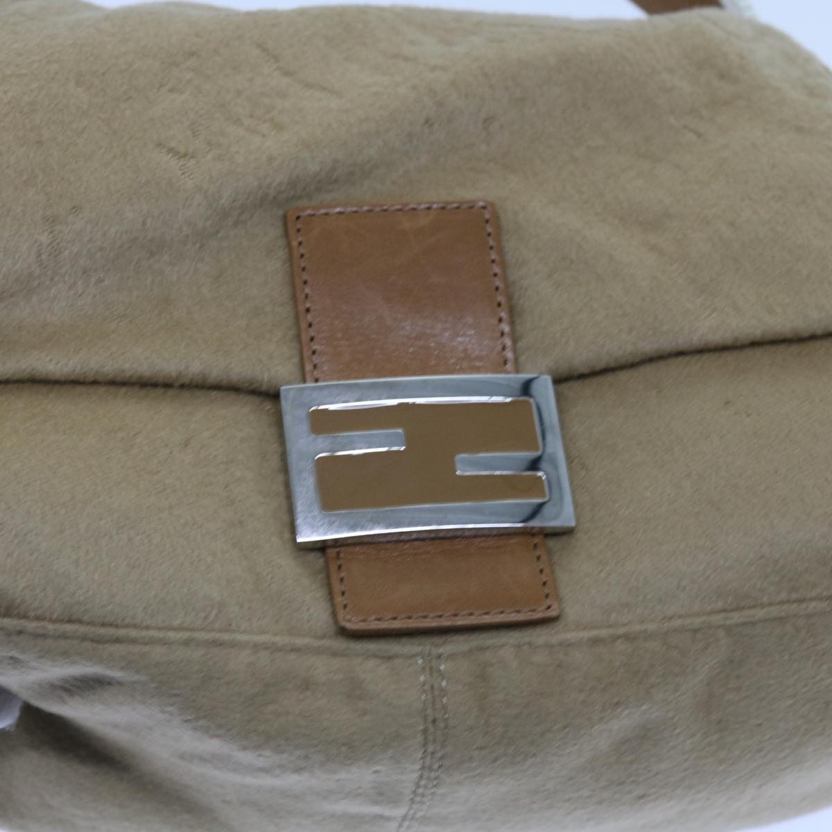 FENDI Mamma Baguette Shoulder Bag Wool Beige 64454
