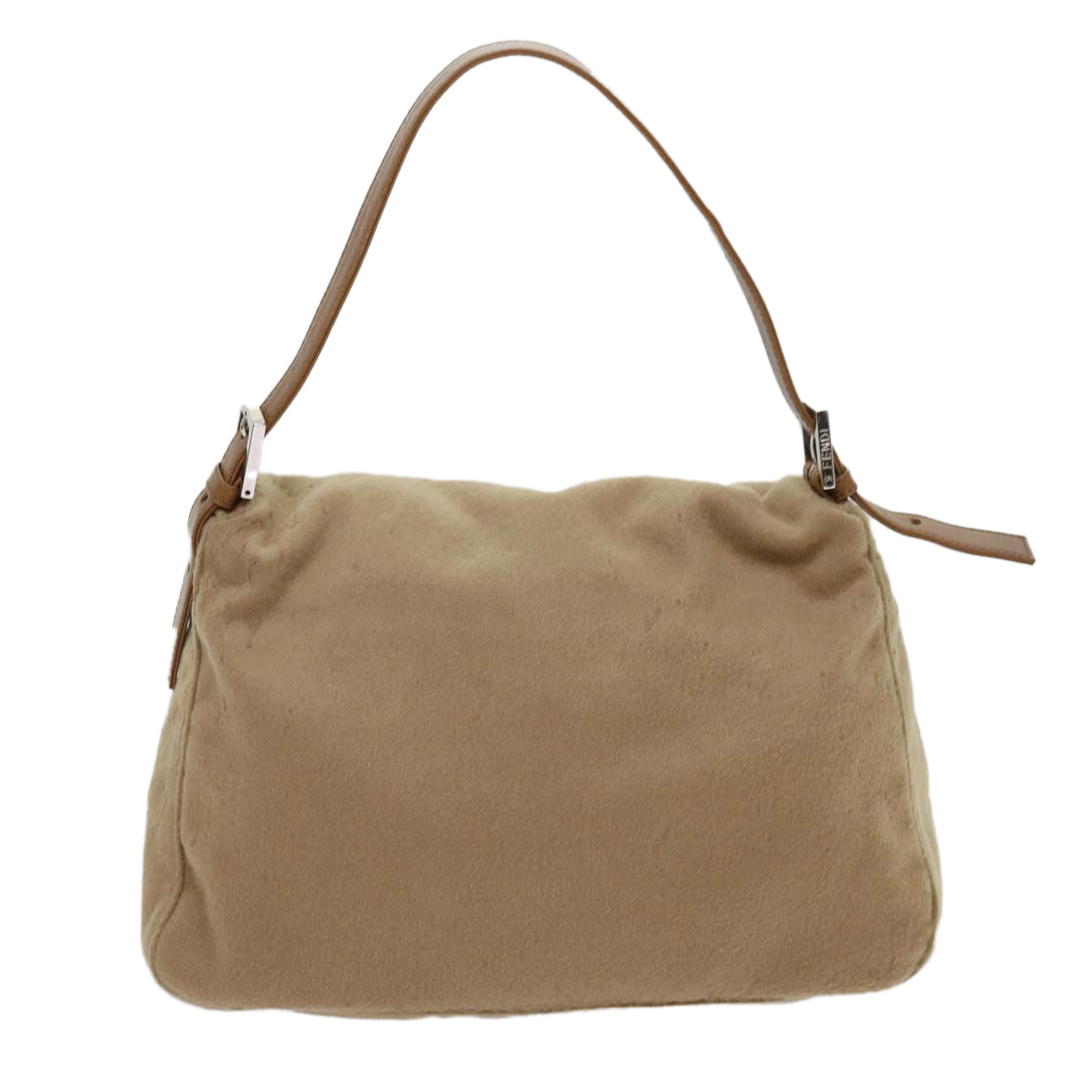 FENDI Mamma Baguette Shoulder Bag Wool Beige 64454