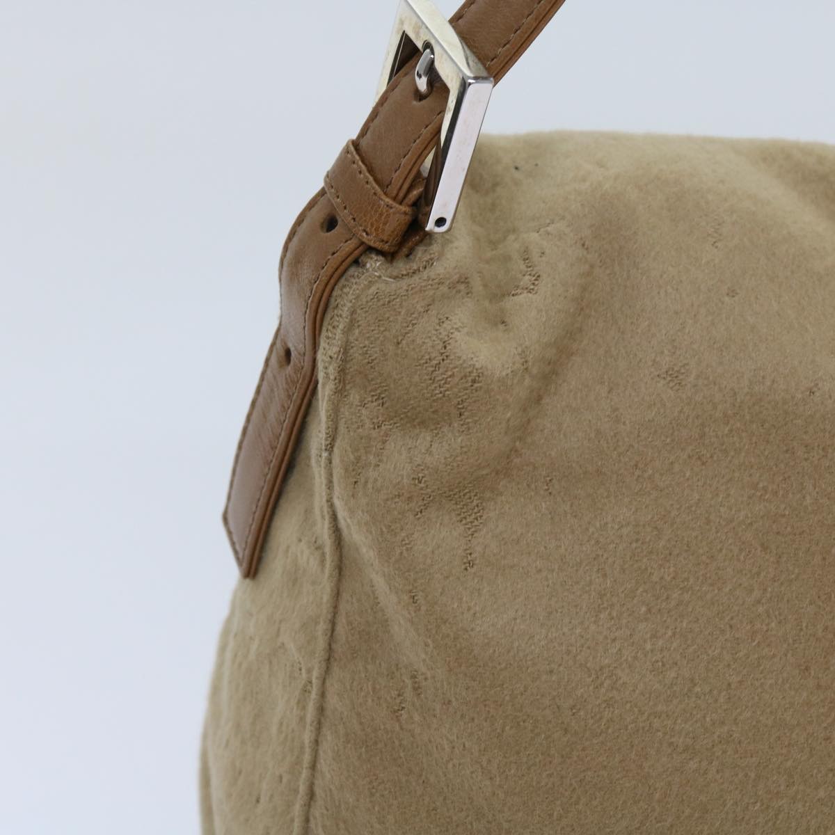 FENDI Mamma Baguette Shoulder Bag Wool Beige 64454