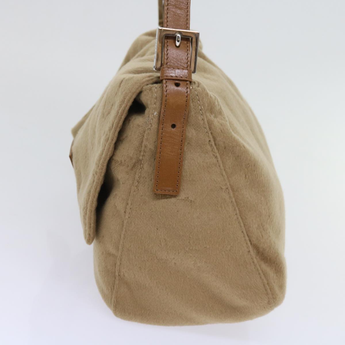 FENDI Mamma Baguette Shoulder Bag Wool Beige 64454
