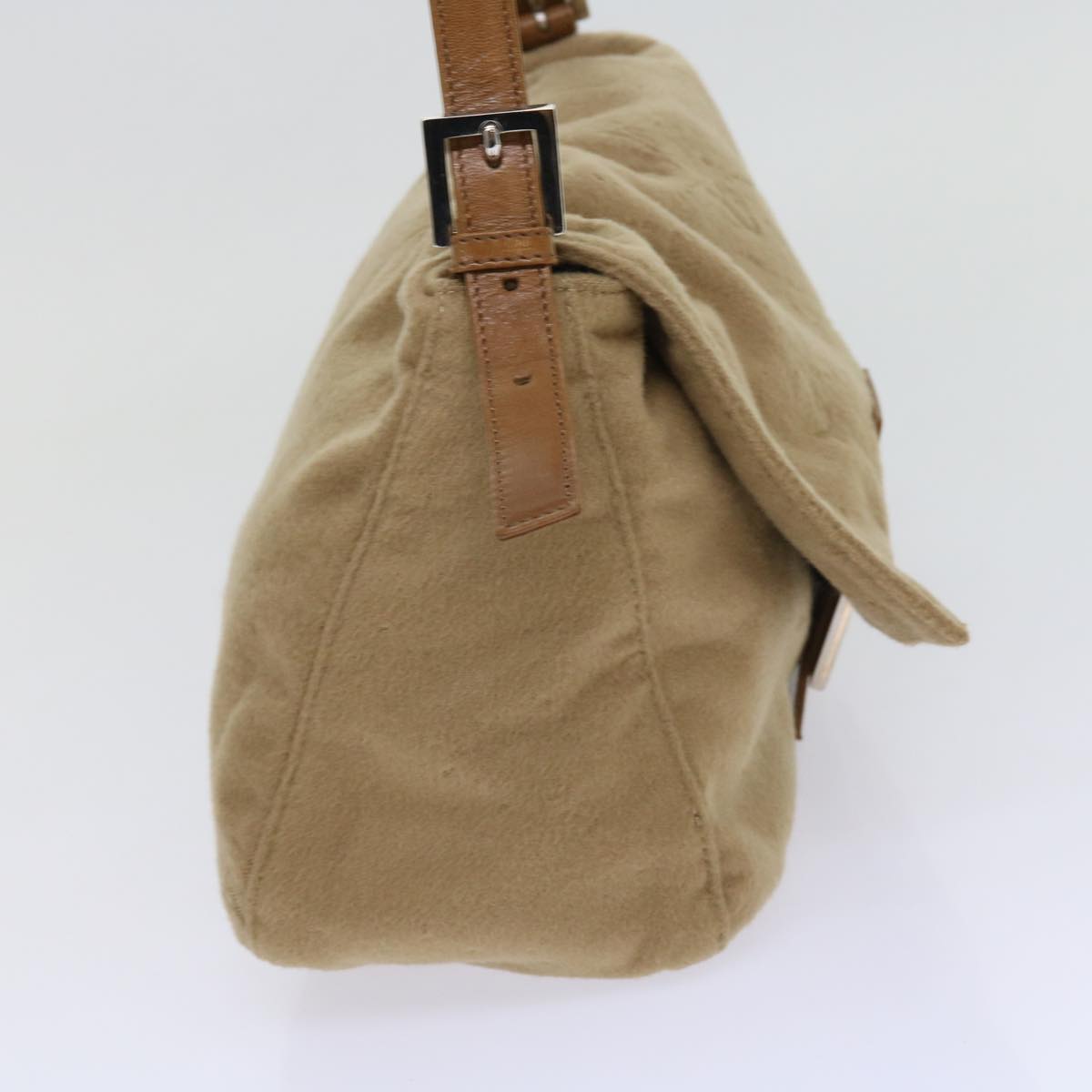 FENDI Mamma Baguette Shoulder Bag Wool Beige 64454