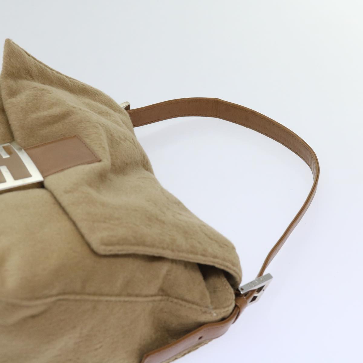 FENDI Mamma Baguette Shoulder Bag Wool Beige 64454