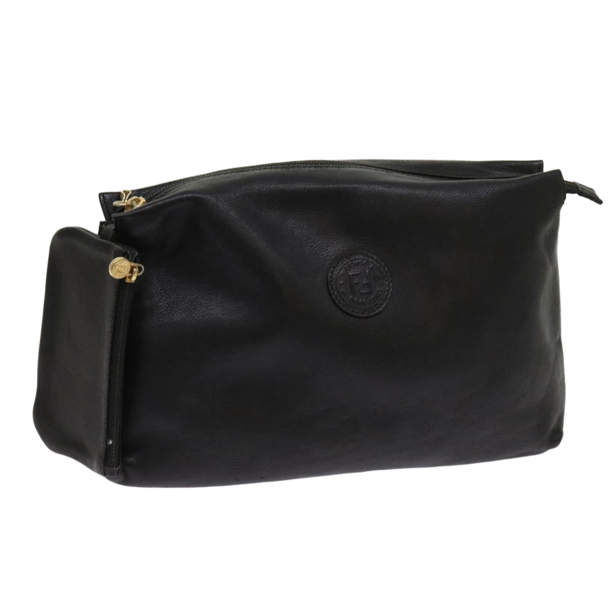 FENDI Pouch Leather Black 64473