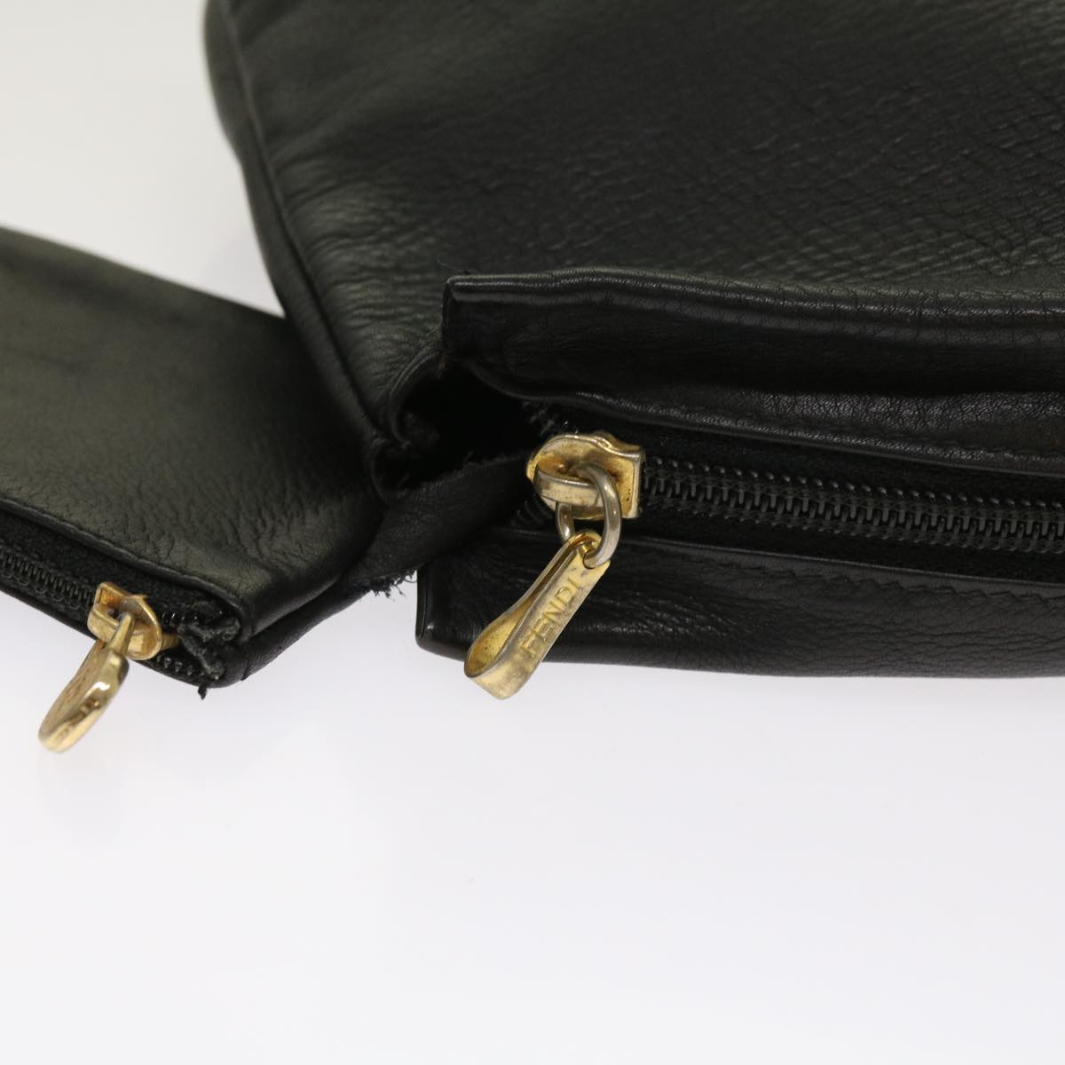 FENDI Pouch Leather Black 64473