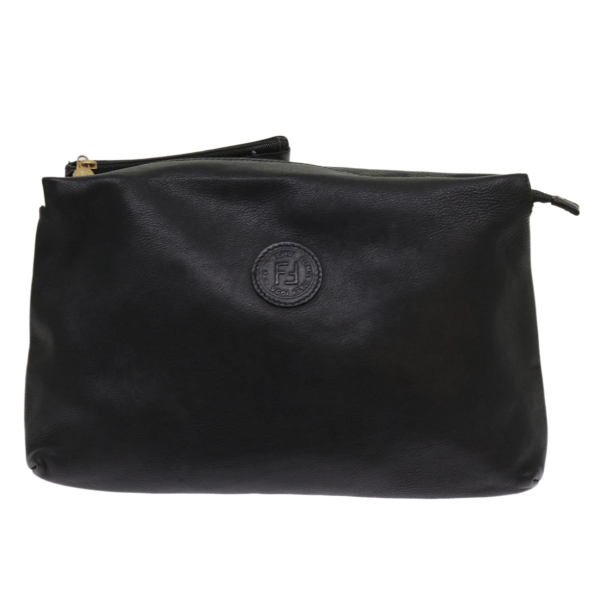FENDI Pouch Leather Black 64473