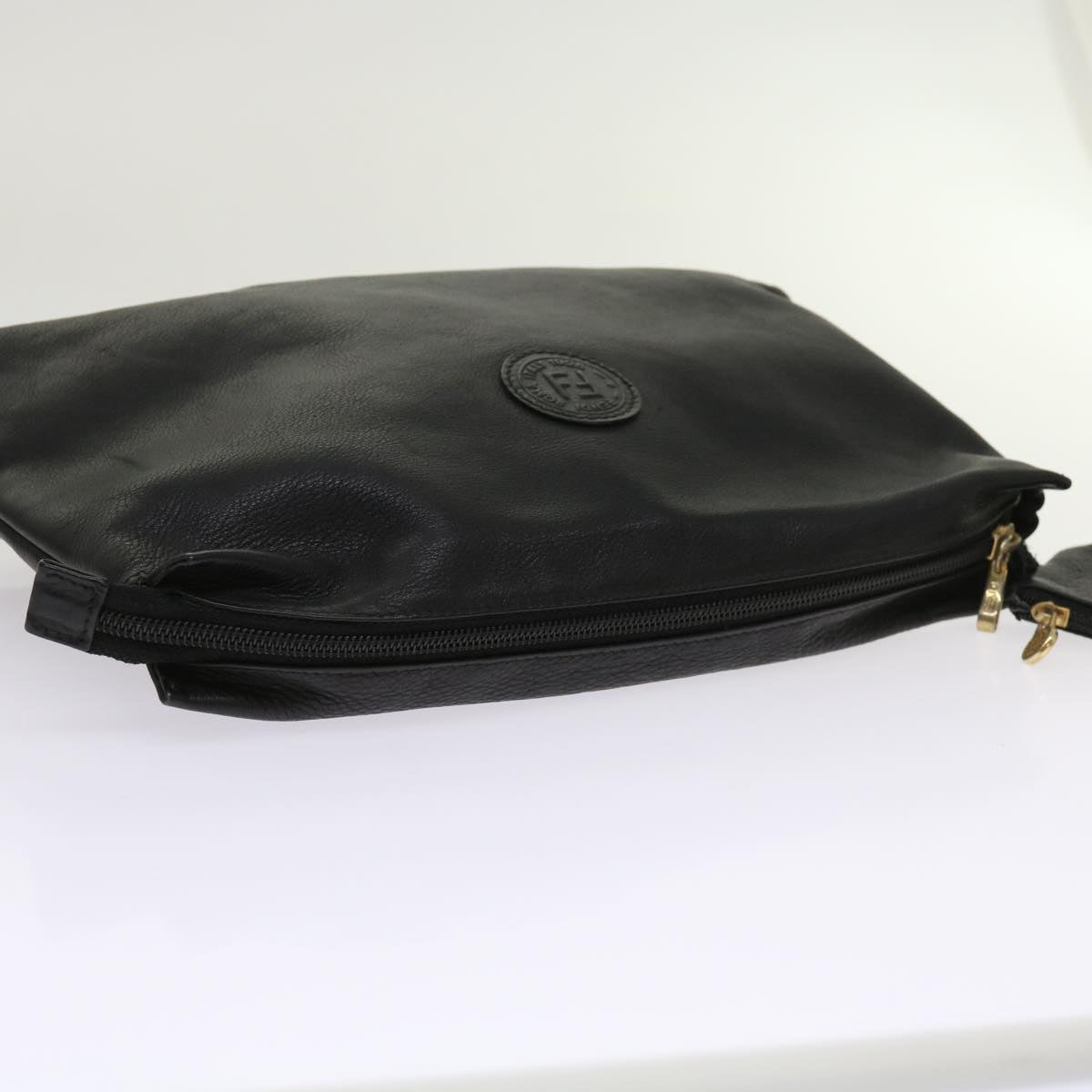 FENDI Pouch Leather Black 64473