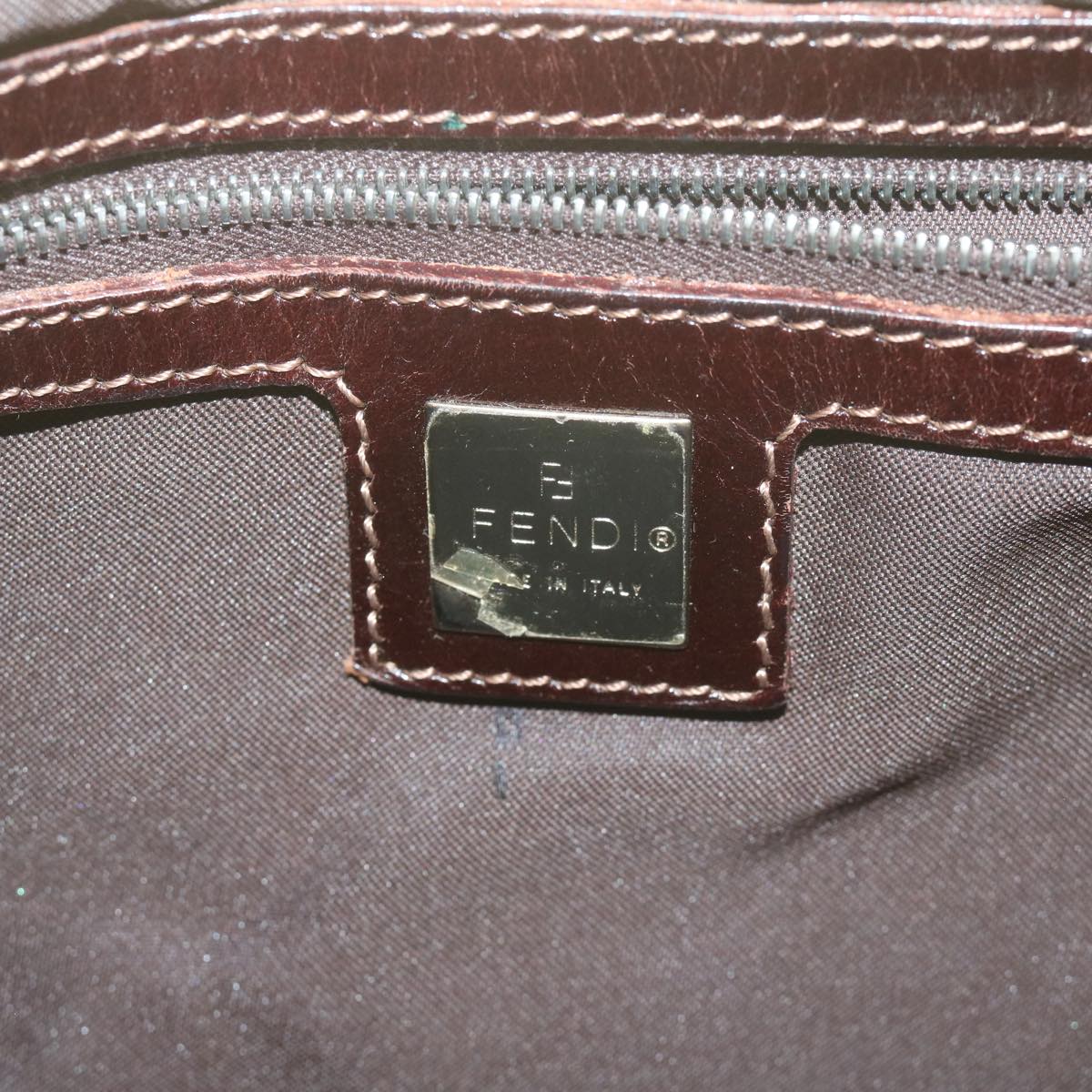 FENDI Zucca Canvas Mamma Baguette Shoulder Bag Beige 64596