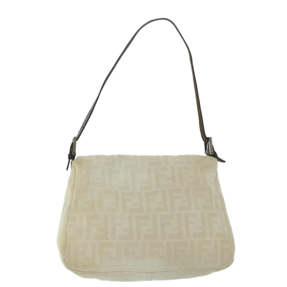 FENDI Zucca Canvas Mamma Baguette Shoulder Bag Beige 64596
