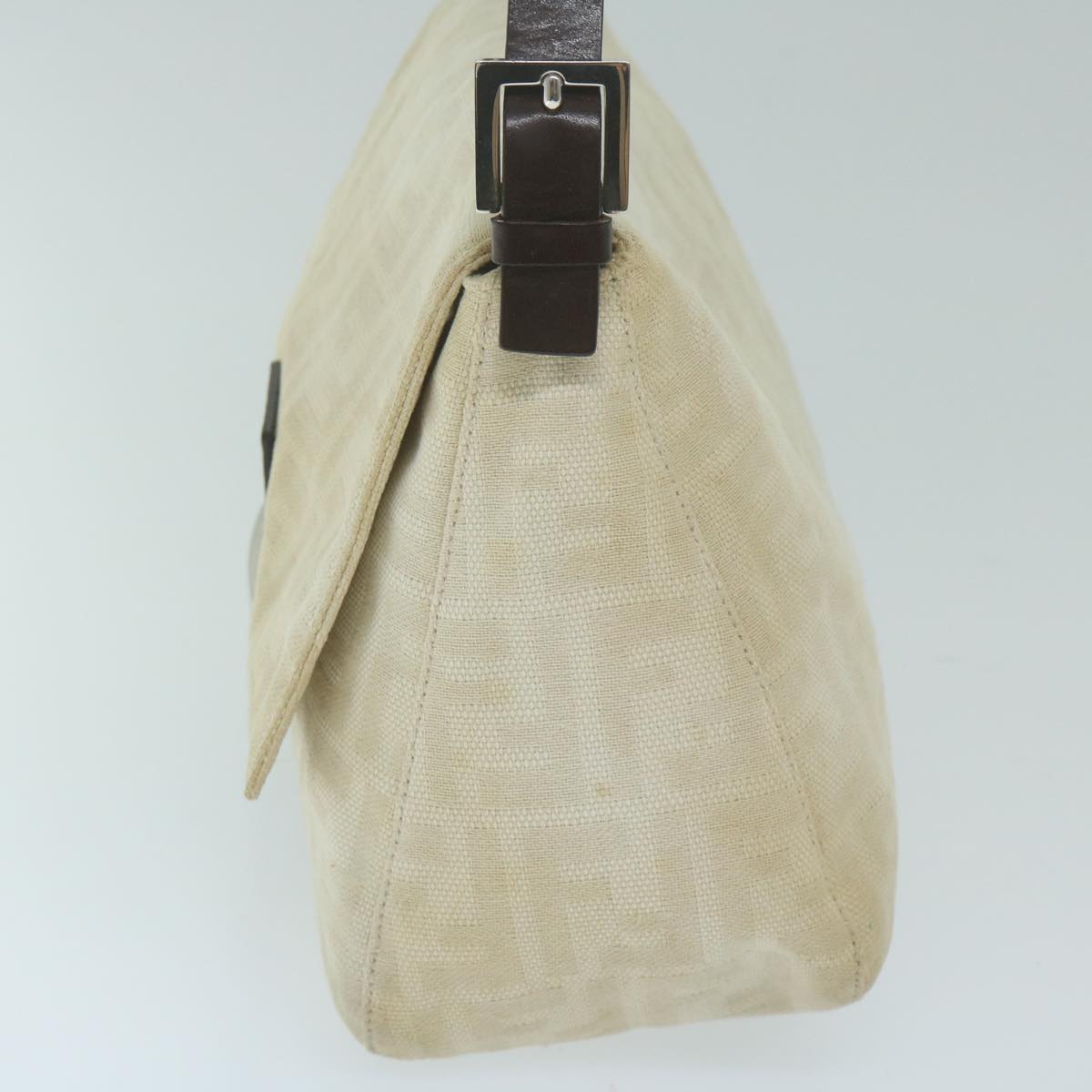 FENDI Zucca Canvas Mamma Baguette Shoulder Bag Beige 64596