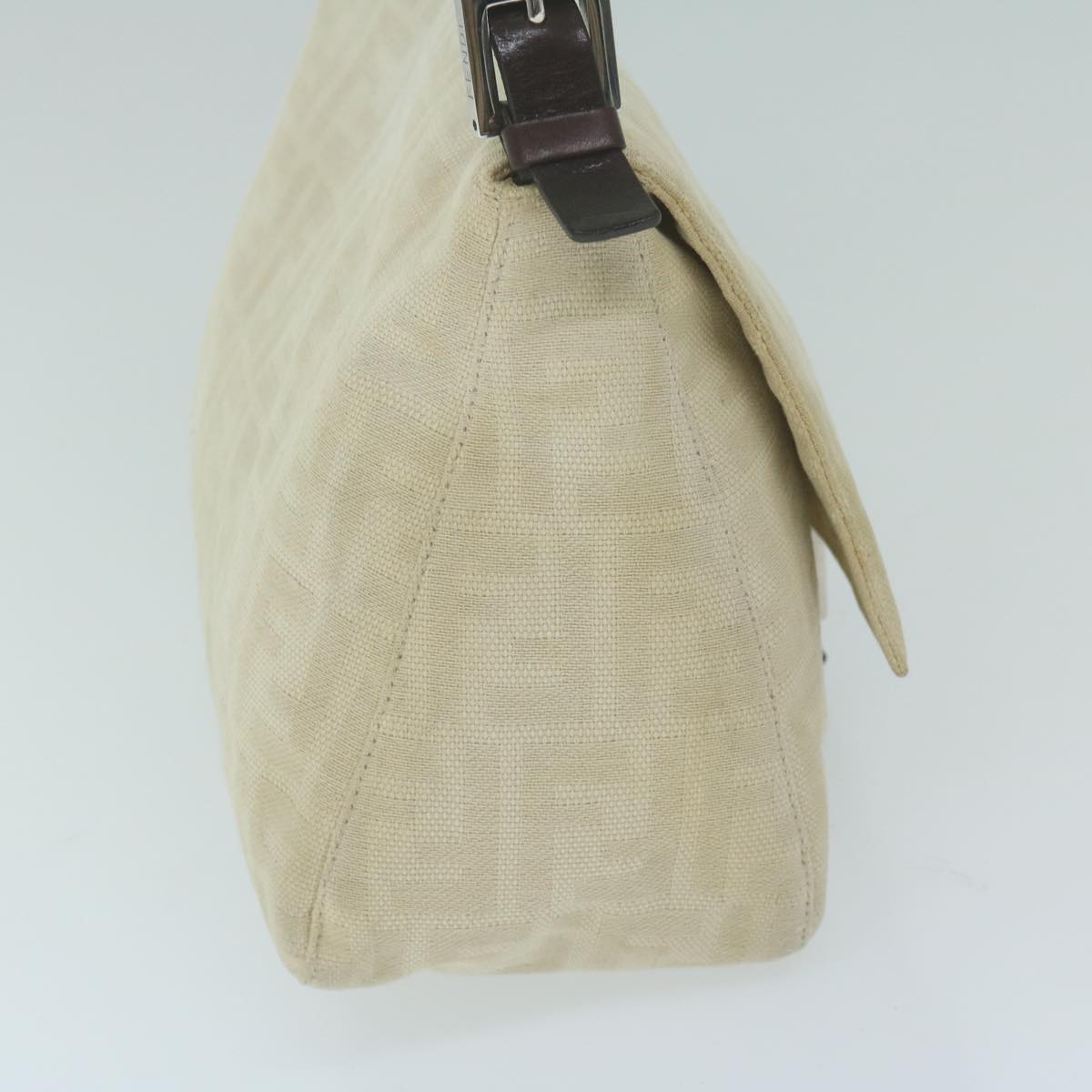 FENDI Zucca Canvas Mamma Baguette Shoulder Bag Beige 64596