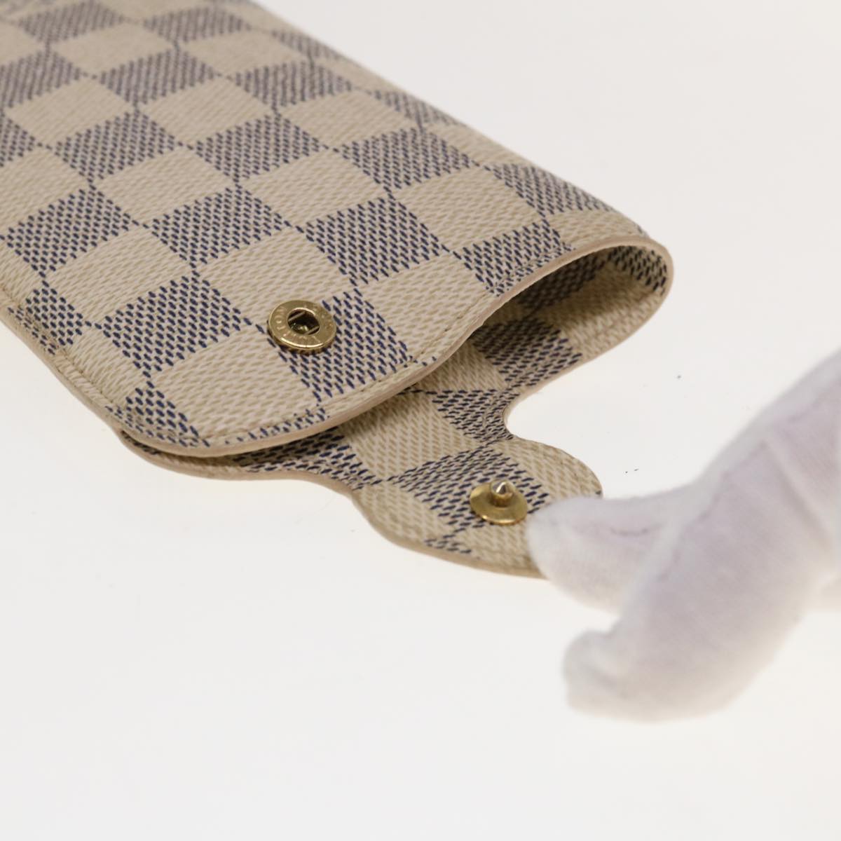 LOUIS VUITTON Damier Azur Etui Lunettes MM Glasses Case N60025 LV 64687