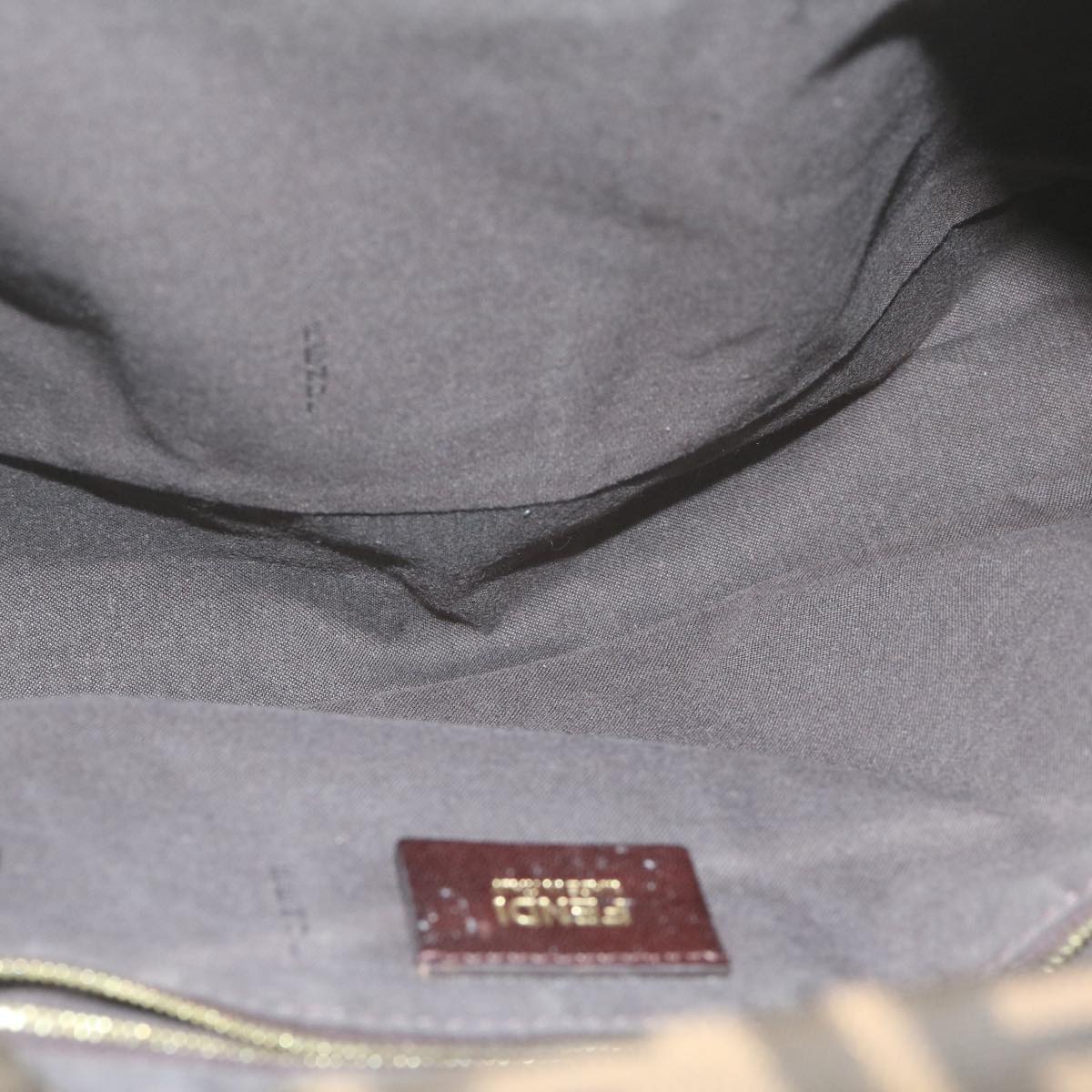 FENDI Zucca Canvas Chain Shoulder Bag Brown 64757A