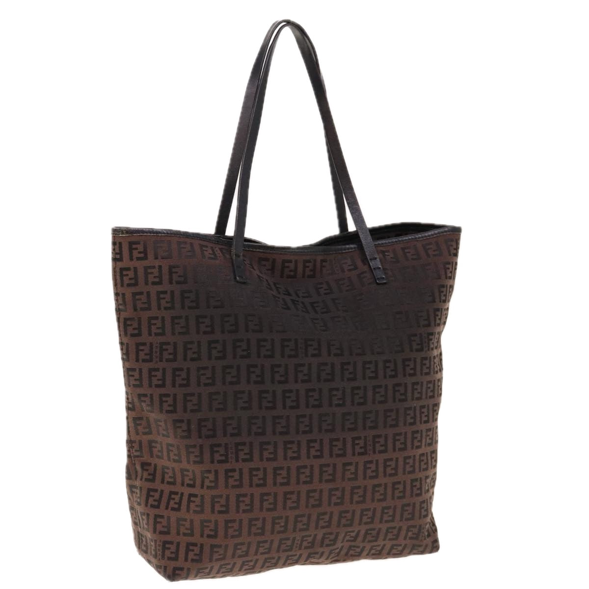 FENDI Zucchino Canvas Tote Bag Brown 64761