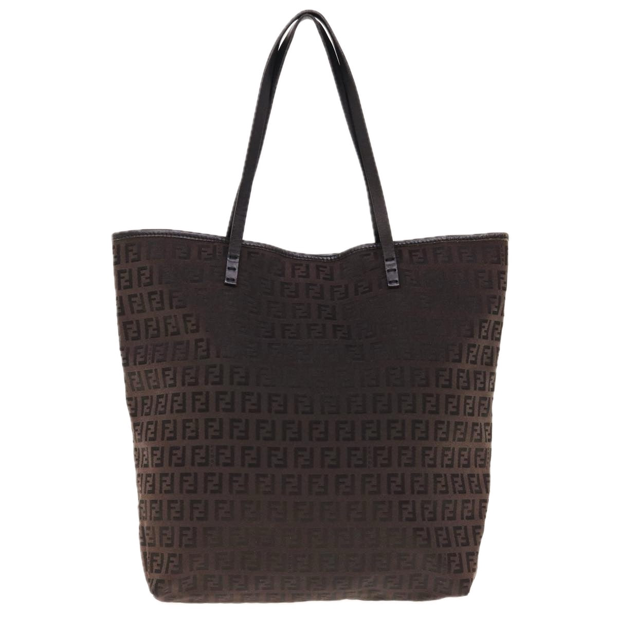 FENDI Zucchino Canvas Tote Bag Brown 64761