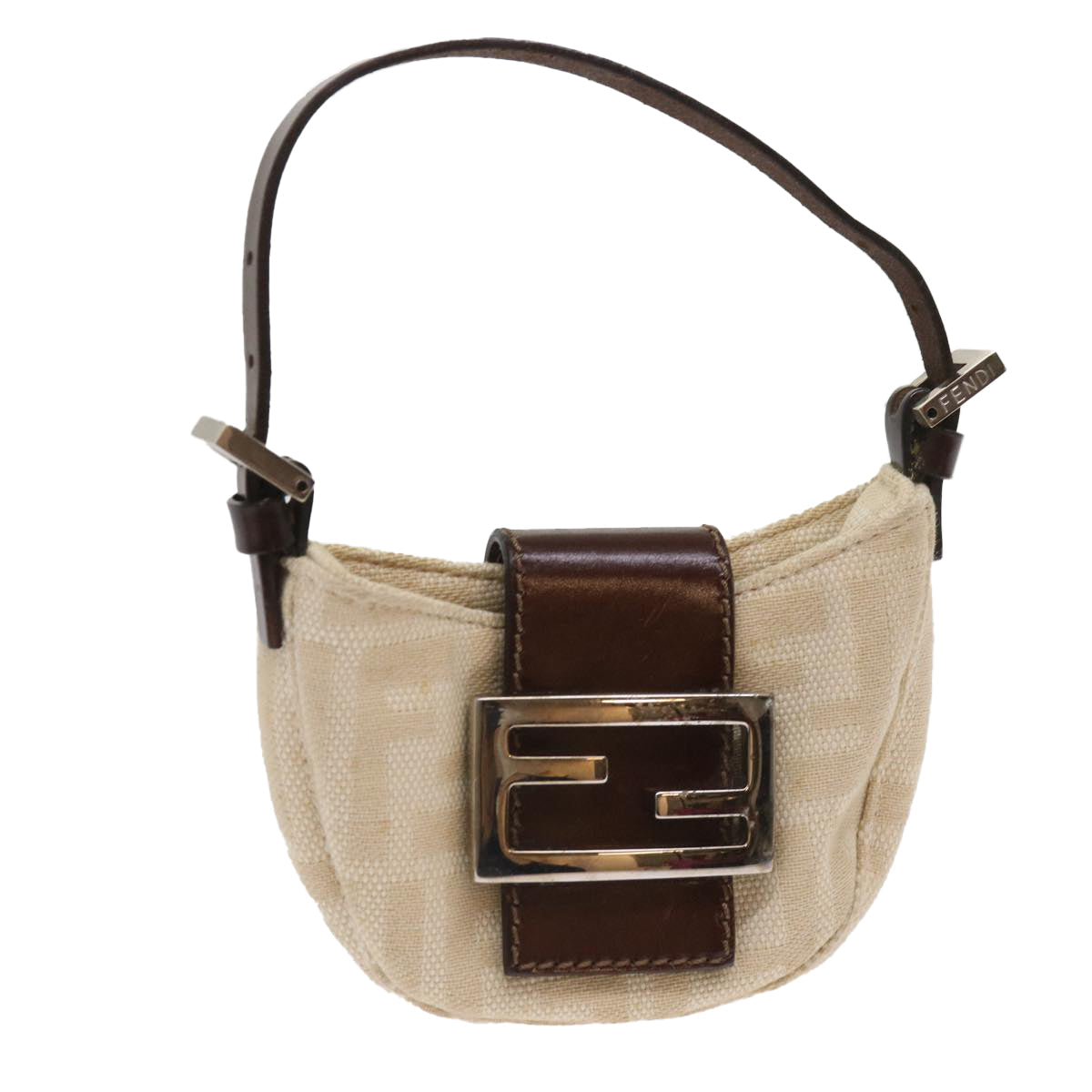 FENDI Zucca Canvas Mini Mamma Baguette Hand Bag Beige Brown 64795